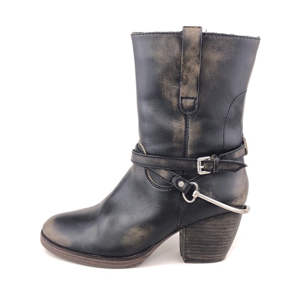 Steve Madden Shoes - Steven by Steve Madden Spur Black Leather Boots 9